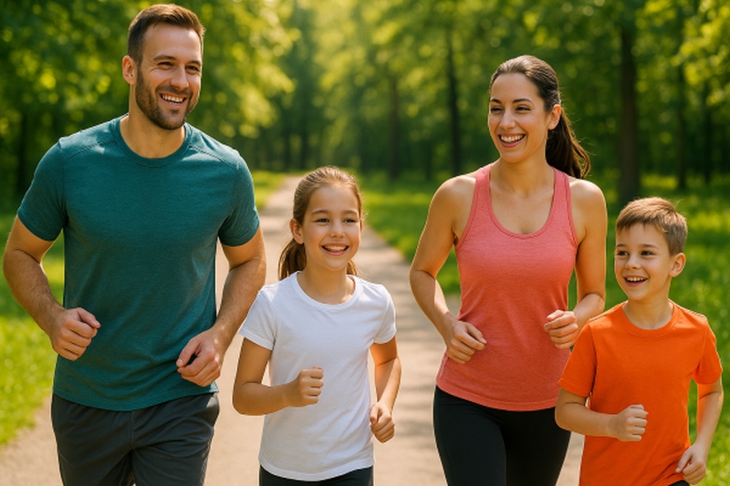 Familia haciendo ejercicio
